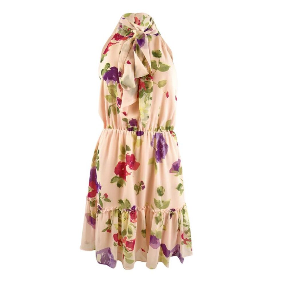 Lauren Ralph Lauren Womens Floral Chiffon Sleeveless Dress (14, Pink/Sage Multi)